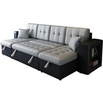 habitatetjardin Sofá esquiero panorámirco Convertible Adèle Luxe - 6 plazas - Gris/Negro