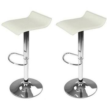 DP GRIFERIA 2x16010+16001 - Pack 2 Taburetes con base en cromo y asiento cuadrado en color blanco