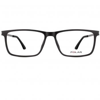 Polar 521 With Clip-On 77/F Gafas Recetadas para Hombre Negras con armazones negros y lentes recetados de 57