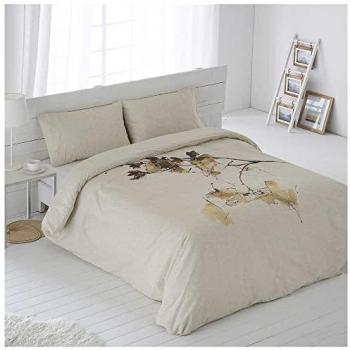 Funda Nórdica Japan Algodón Percal 100% 200 Hilos Beige Cama 180 cm (260x240 cm) + 2 Fundas de Almohada
