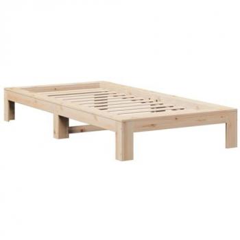 Estructura de cama sin colchón madera maciza de pino 90x190 cm Marrón