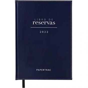 Libro de reservas 2022 - Blue - Dos páginas por día - 752 páginas - Tapa Dura en polipiel - Cinta de registro - PaperTrac