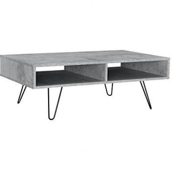 Mesa de Café Moderna con Superficie de MDF y Patas de Metal en Forma de Espiga 100cm x 60cm x 35cm