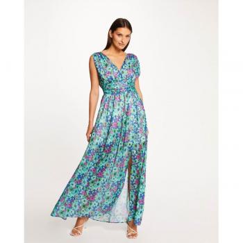 Vestido largo recto estampado floral Morgan