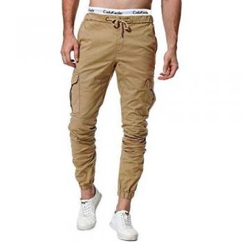 ZOEREA Pantalones Hombre Casuales Deporte Elásticos Joggers Largos Pants con Bolsillos Algodón Slim Fit Cargo Trouser de Hombres