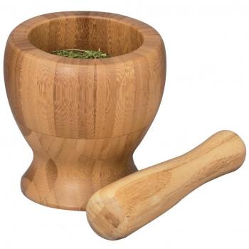 Zeller 25323 - Mortero y maza de bambú, 11,5 x 10 centímetros