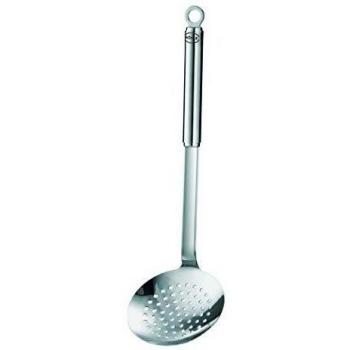 Rösle Flat Slotted Spoon with Round Handle, 12cm, Stainless Steel, Dishwasher Safe