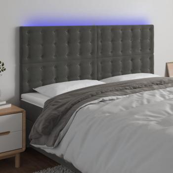 Cabecero LED gris oscuro de terciopelo 160x5x118/128 cm