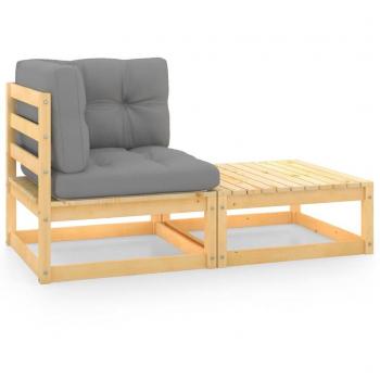 vidaXL 2-Piece Garden Lounge Set with Cushions Solid Pine Wood