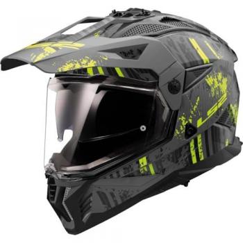 Casco de Motocross LS2 MX702 Pioneer II Crazy Negro Mate-Amarillo Hivis 3XL