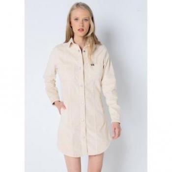 Vestido corto de pana gruesa blanco roto Lois para mujer