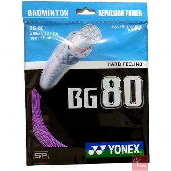 YONEX BG80 Cordaje de Bádminton 10 m set, violeta