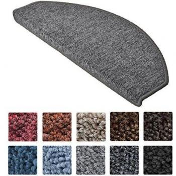 Alfombras semicirculares para escaleras Beautissu - Set de 15 unidades (55 x 15 cm) Color Gris