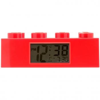 LEGO Despertador con luz Infantil Rojo 9002168|Rojo|Plástico|7 cm de Altura|Pantalla LCD|Chico Chica|Oficial