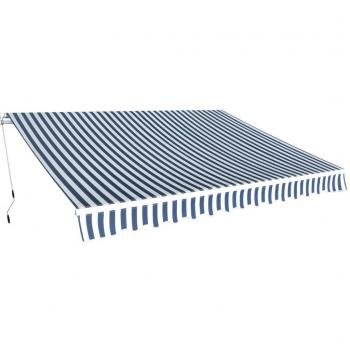 Toldo plegable de operación manual 350 cm azul y blanco