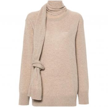 Stella McCartney Women's Cashmere Scarf Jumper Sweater in Beige | Size Large | 6K07973S25132505