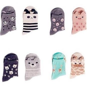 8 Pares Calcetines Elástco Para Mujer Dibujo Animado Panda Jirafa De Algodón