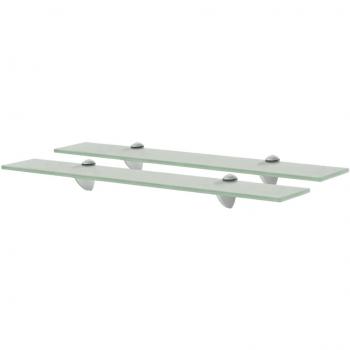 Estantes flotantes de vidrio 8 mm, 60x20 cm, transparentes, negros y blancos, juego de 2 unidades, ideal para oficina, estudio, sala de estar y dormitorio