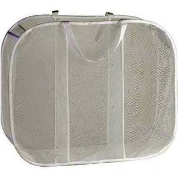 Honey-Can-Do Malla triple Sorter cesta de la colada, longitud de 30 X 11 Ancho x Altura de 24 cm, color blanco