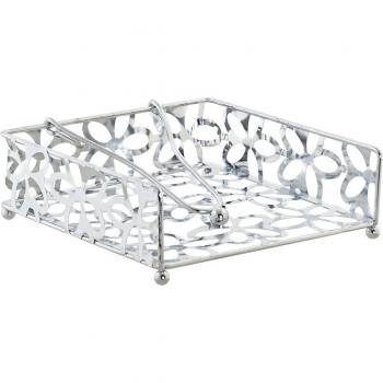 Servilletero de metal con diseño de margaritas plateadas - Decoración para la mesa