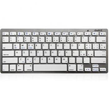 Teclado Bluetooth Ultra Slim Italiano para iOS, Android y Windows - Compatible con Tablet y Smartphone, Color Plata/Blanco