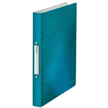 Carpeta de anillas Leitz WOW A4 2 anillas 25mm polipropileno azul hielo