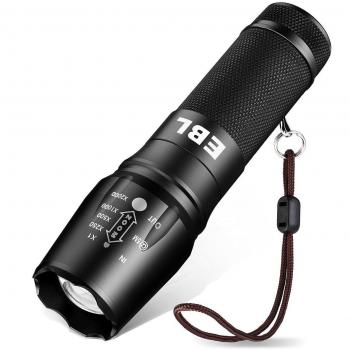 EBL 008 Linterna de LED Portátil, 1200 Lumen, 5 Modos deluz, 300 metros de la distancia de irradiación Resistente al Agua， con Foco Ajustable, Perfecta para Ciclismo.