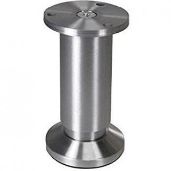 Pata de Mueble Cilíndrica Regulable 38x100 - Aluminio Cepillado Gris