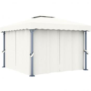 vidaXL Gazebo with Curtain 3x3 m Cream White Aluminium
