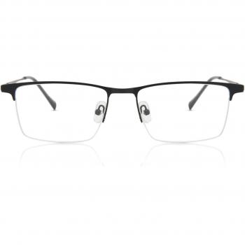 Gafas Rectangulares Semi Sin Armazón Metálicas Negras para Hombre - Gafas Recetadas Anti-Azules - SmartBuy Collection