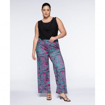 Pantalón de vestir estampado animalier con elástico en la cintura