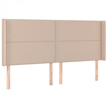 Cabecero con orejas de cuero sintético capuchino 183x16x118/128 cm