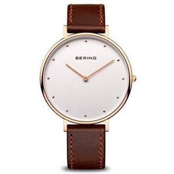 BERING Reloj Analógico para Mujer de Cuarzo con Correa en Cuero 14839-564