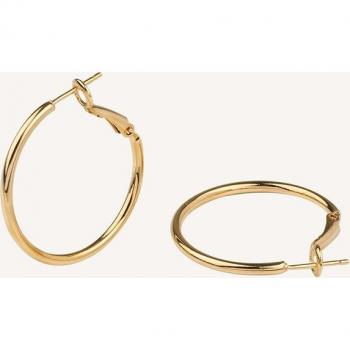 Pendientes de aro Essentials acabados en oro de 18Kt con cierre catalán