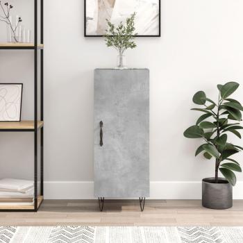 Aparador de madera contrachapada 34,5x34x90 cm en color gris hormigón, mueble de almacenaje para salón, buffet y armario auxiliar