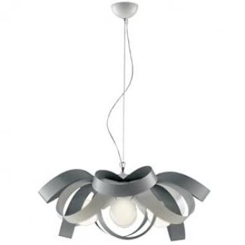 Araña de suspensión moderna Be-Light de hierro lacado blanco y gris con cuatro luces 66x h28 cm