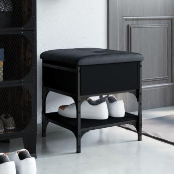 Banco zapatero de madera de ingeniería negro 42x42x45 cm