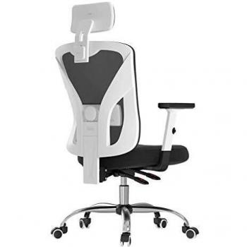 Hbada Silla de Oficina Silla de Escritorio Silla giratoria ergonómica Silla de Malla Silla de Ejecutivo con Respaldo Alto con reposabrazos Ajustables Soporte Lumbar Blanco