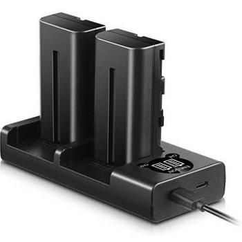 ENEGON NP-F550 Batería de Repuesto y Smart LED Cargador Dual USB para NP-F550 NP-F330 NP-F570 NP-F530 Sony CCD-RV100 CCDRV200 TR940 Videocámara Digitales como CN-160 CN-216VL600 Luz de Video LED