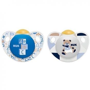 NUK 10171080 chupetes Trendline látex, 0 a 6 meses, 2 piezas, azul / blanco