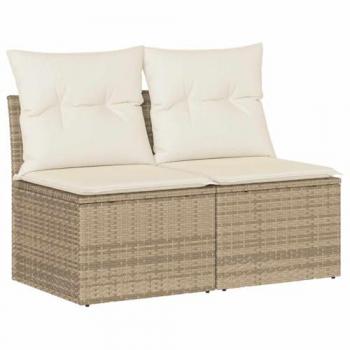 Set de sofás de jardín y cojines 4 piezas ratán sintético acacia beige