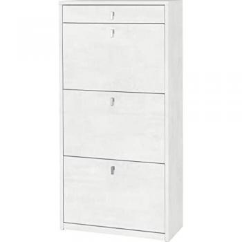 Zapatero Compacto Blanco Óxido con Tres Puertas y Cajón - 63x29x127 cm