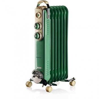Ariete 837 - Radiador de aceite vintage, 7 elementos calefactores, 3 niveles de potencia, asa para fácil transporte, máx. 1500 W, color verde