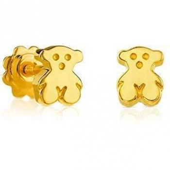TOUS Bear - Pendientes en oro amarillo de 18kt con cierre de rosca para niña. Motivo: 0,6 cm.