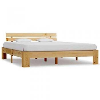 vidaXL Madera Maciza Pino Estructura de Cama Somier Mobiliario Hogar Casa Clásica Práctica Cómoda Moderna Robusta y Duradera Sin Colchón 160x200cm