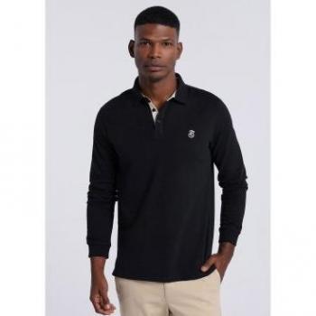 Polo básico de manga larga negro para hombre Bendorff