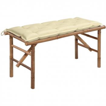 Folding Bamboo Garden Bench with Cushion 118 cm