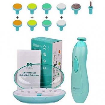 Megainvo Lima de Uñas para Bebés, Cortaúñas bebé Eléctrico con Luz LED para Uñas y Dedos, Kit de 10 Cabezas de Lima Intercambiables para Niños Recién Nacidos y Adultos Cuidado Seguro