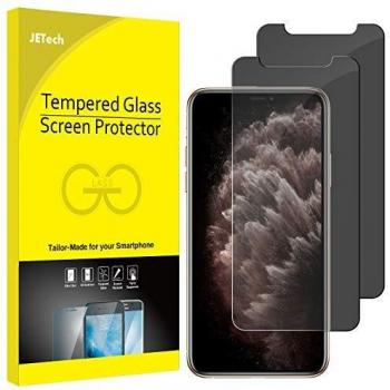 JETech Protector Pantalla de Privacidad Compatible iPhone 11 Pro MAX y iPhone XS MAX 6,5, Anti Spy Cristal Templado, 2 Unidades