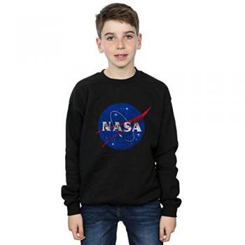 Sudadera Clásica NASA con Logo Insignia Desgastado para Niños 12-13 Negro
